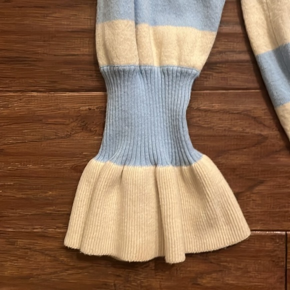 Who What Wear Bell Sleeve Blue and Cream Striped  Pullover Sweater Size XXL - Picture 4 of 7